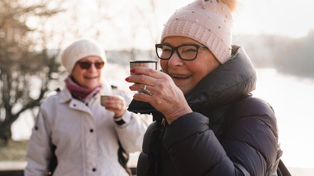 Christmas bubble two women laughing